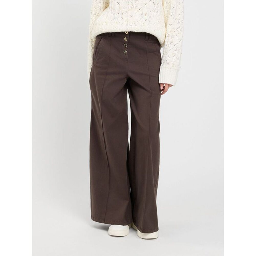 Twinset U&B Women Twinset U&B Low-Waisted Wide Leg Trousers In Stretch Cotton